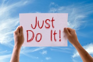 Just Do It card with sky background